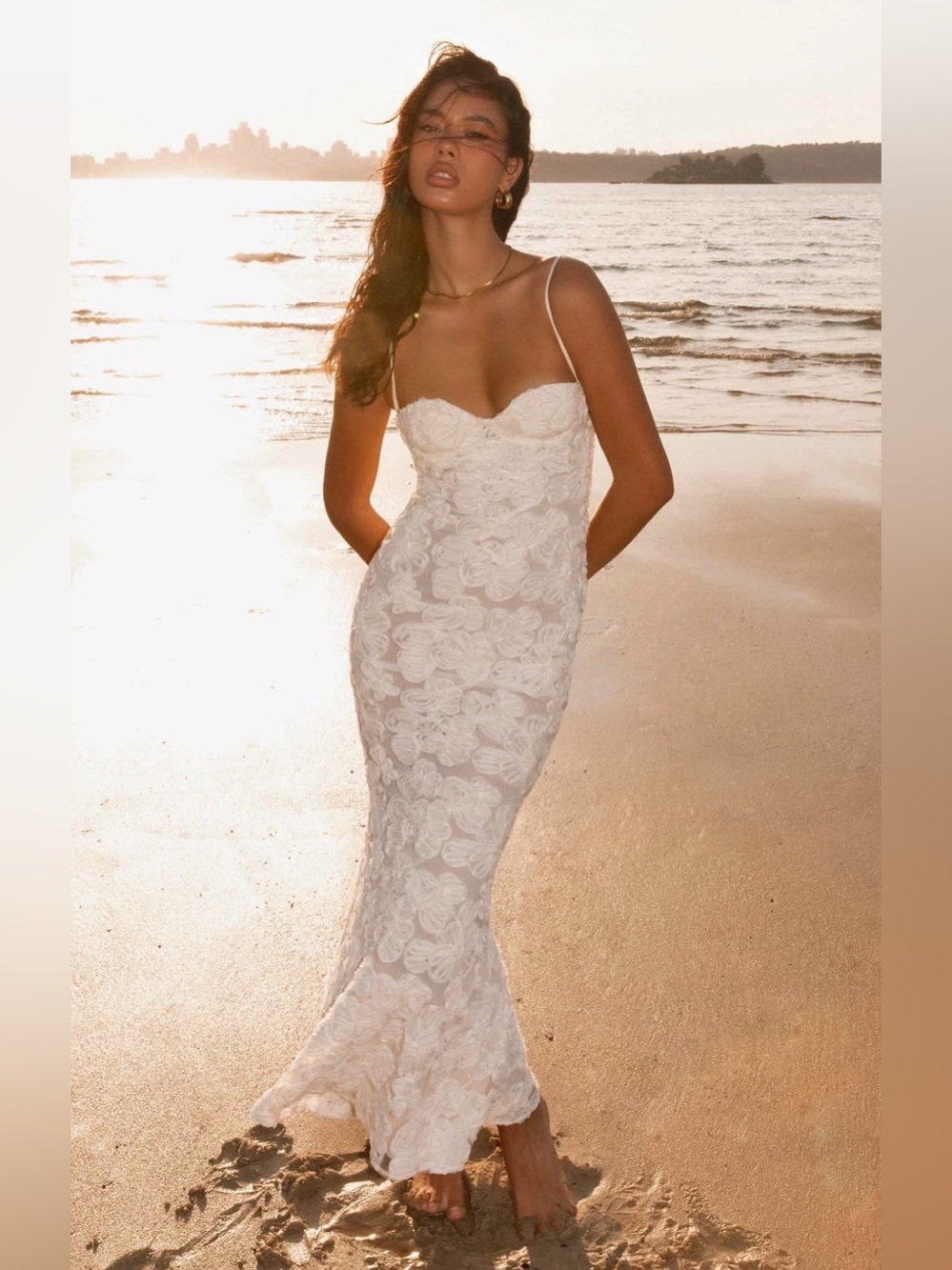 Peppermayo White Floral Lace Maxi Dress
